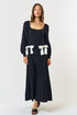 SQUARE NECK MAXI DRESS WITH RIBBON DETAIL